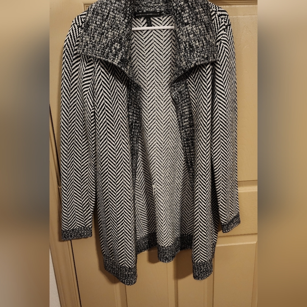 White House Black Market Black and White Herringbone Jacket